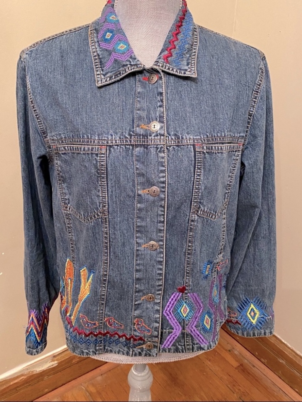 Chico's Stunning Southwest Embroidered Denim Jacket - 1